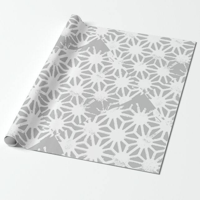 Gray and white geometric pattern wrapping paper (Unrolled)