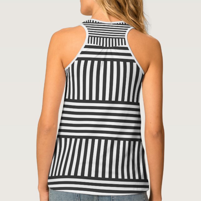 Gray and white Geometric Tank Top (Back)