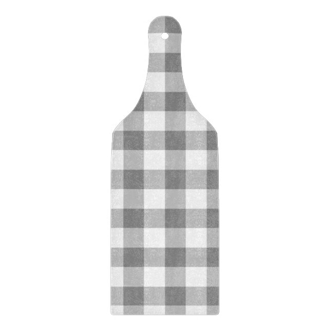 Gray And White Gingham Check Pattern Cutting Board (Front)