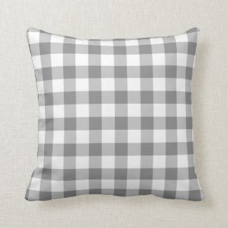 Gray And White Gingham Check Pattern Throw Pillow