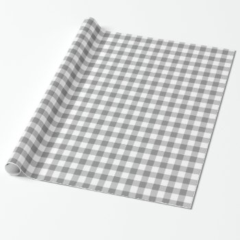 Gray And White Gingham Check Pattern Wrapping Paper by InTrendPatterns at Zazzle