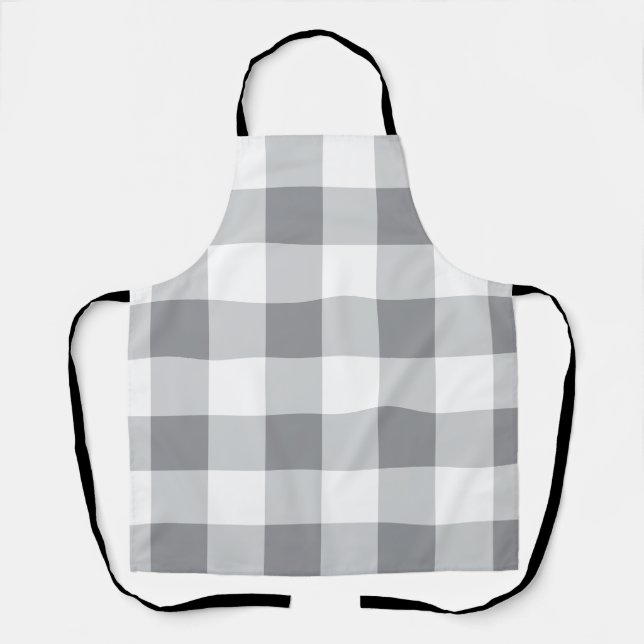 Gray And White Gingham Pattern Apron (Front)