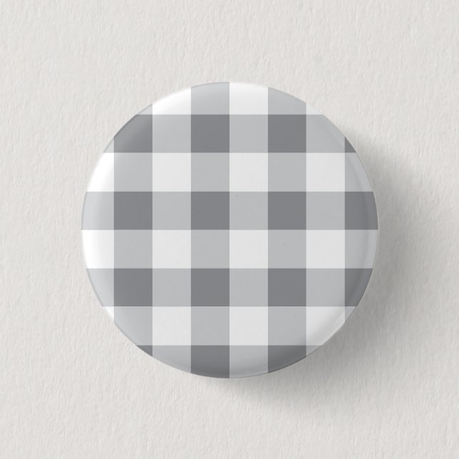 Gray And White Gingham Pattern Button (Front)