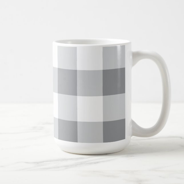 Gray And White Gingham Pattern Coffee Mug (Right)