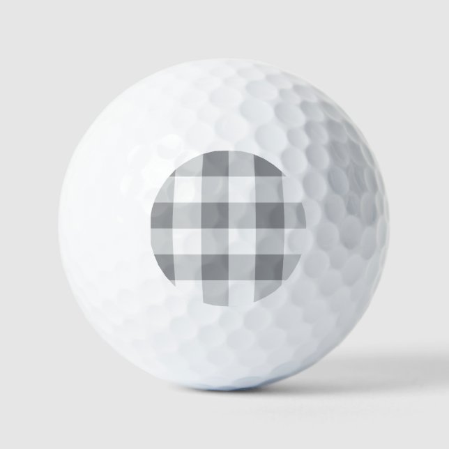 Gray And White Gingham Pattern Golf Balls (Front)