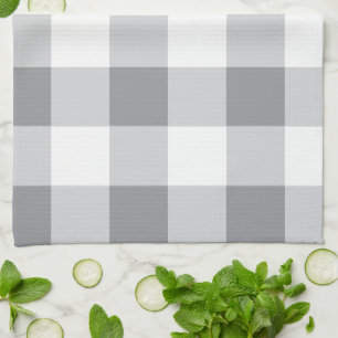 Gray And White Gingham Pattern Kitchen Towel