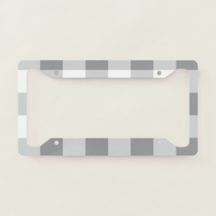 Gray And White Gingham Pattern License Plate Frame