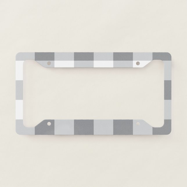 Gray And White Gingham Pattern License Plate Frame (Front)