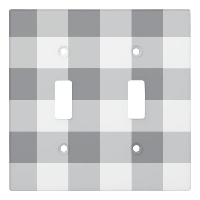 Gray And White Gingham Pattern Light Switch Cover (Front)