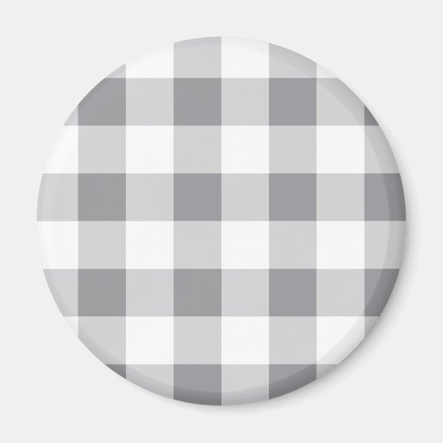Gray And White Gingham Pattern Magnet (Front)