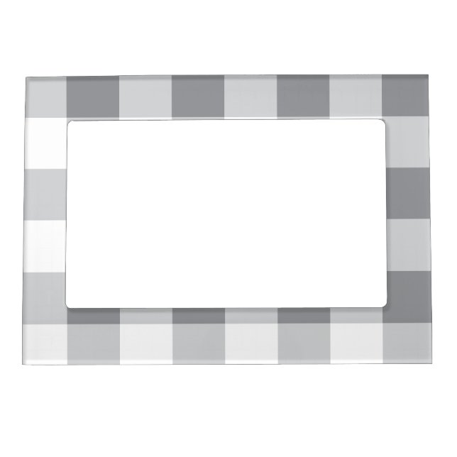 Gray And White Gingham Pattern Magnetic Frame (Front)