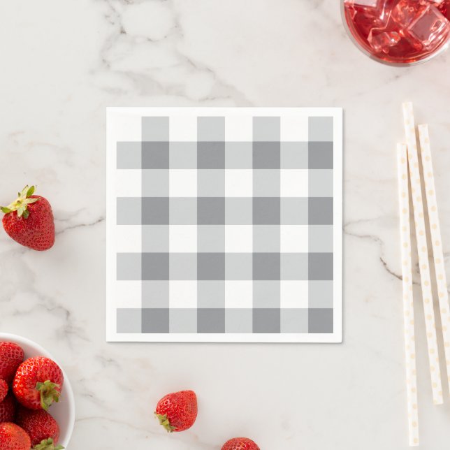 Gray And White Gingham Pattern Napkins (Insitu)