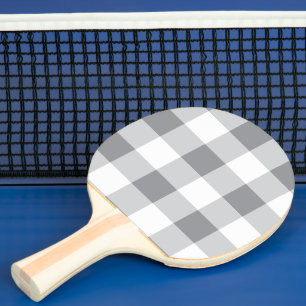 Gray And White Gingham Pattern Ping Pong Paddle