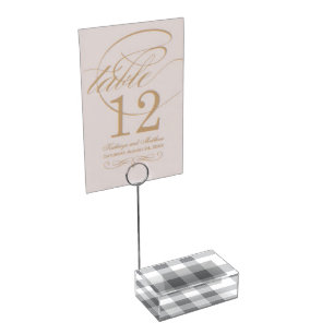 Gray And White Gingham Pattern Place Card Holder