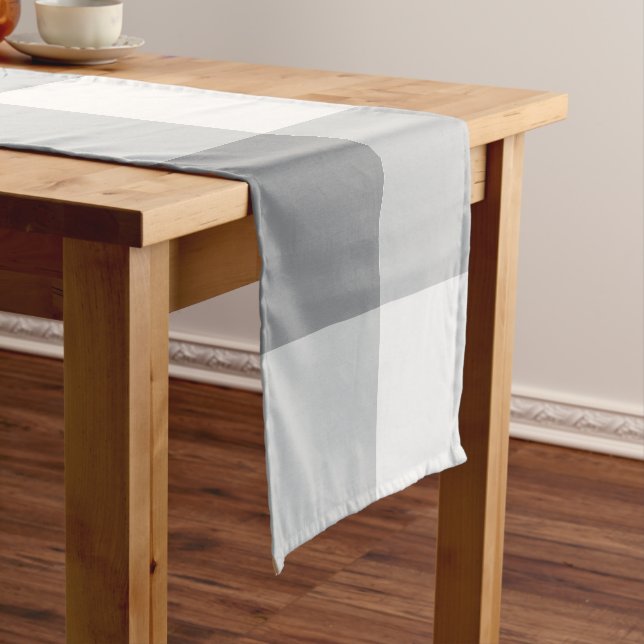Gray And White Gingham Pattern Short Table Runner (In Situ)