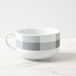 Gray And White Gingham Pattern Soup Mug
