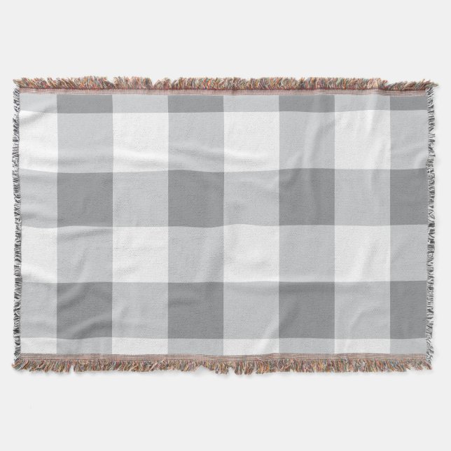 Gray And White Gingham Pattern Throw Blanket (Front)