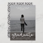 Gray and White Graduation Photo Announcement (Front/Back)