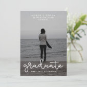 Gray and White Graduation Photo Announcement (Standing Front)