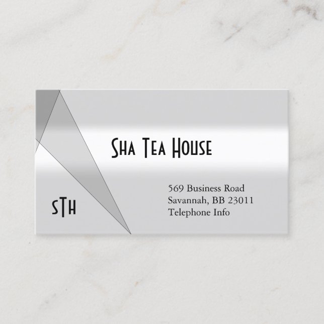Gray and White Gray Geometric Business Card (Front)