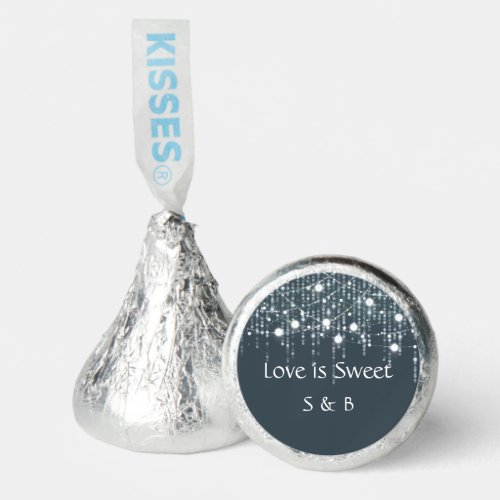 Gray and White Hanging Lights Chocolate Wedding Hersheys Kisses