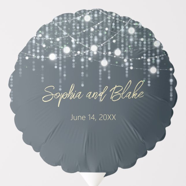 Gray and White Hanging Lights Wedding Balloon (Front)