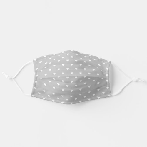 Gray and White Heart Pattern Adult Cloth Face Mask