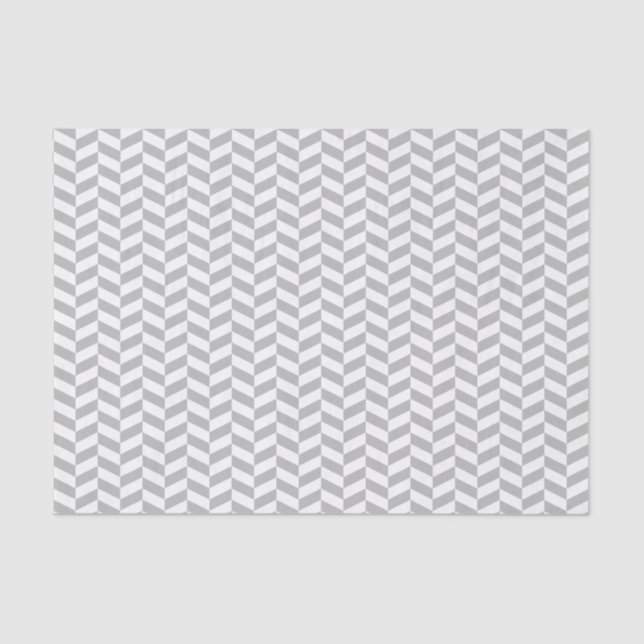 Gray and White Herringbone Tissue Paper (Front)