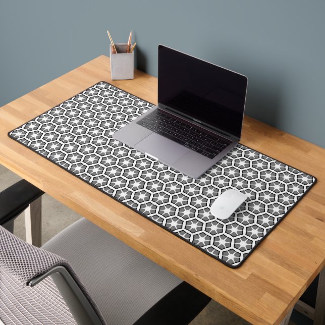 Gray and White Hexagon Pattern  Desk Mat (Office 2)