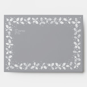 Gray and White Holly Leaf Border Return Address A7 Envelope