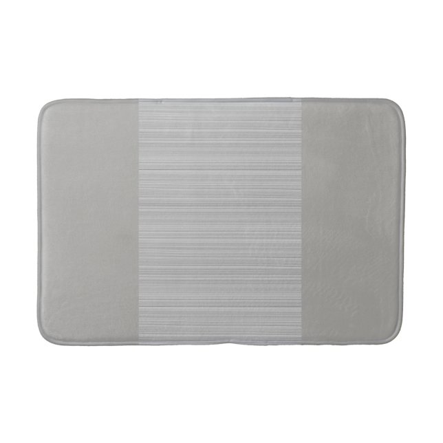 Gray and white horizontal stripes chic bath mat (Front)