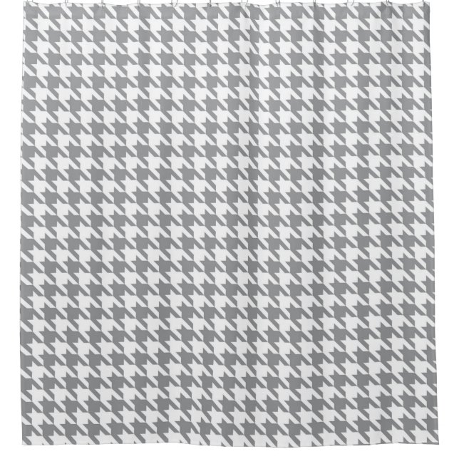Gray and White Houndstooth Pattern Shower Curtain (Front)
