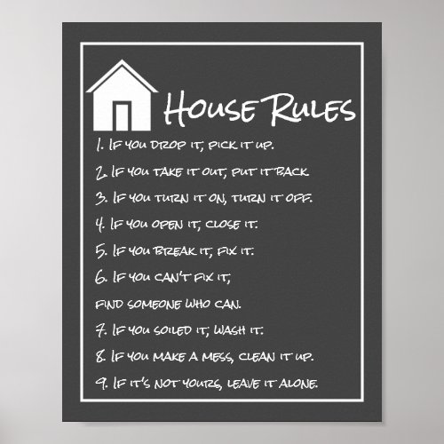 Gray and White House Rules Poster