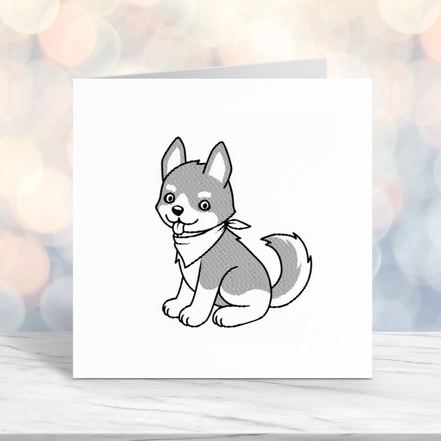 Gray and White Husky Puppy Dog Self-inking Stamp (Creator Uploaded)