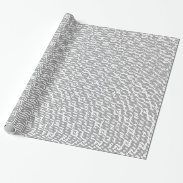 Gray And White Japanese Print Wrapping Paper (Unrolled)