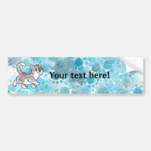 Gray and White Kitty Bumper Sticker