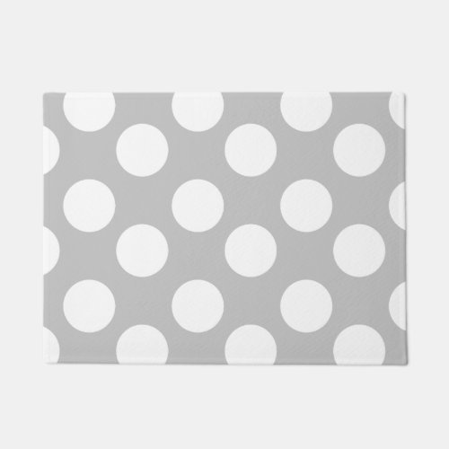 Gray and White Large Polka Dot Doormat