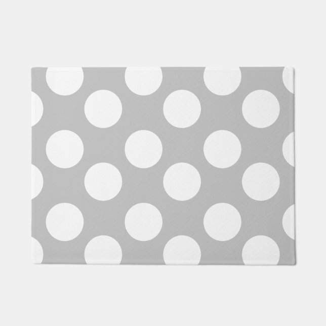 Gray and White Large Polka Dot Doormat (Front)