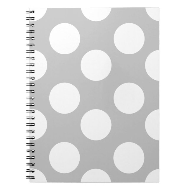 Gray and White Large Polka Dot Notebook (Front)