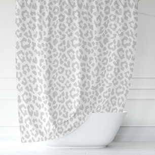 Gray and White Leopard Shower Curtain