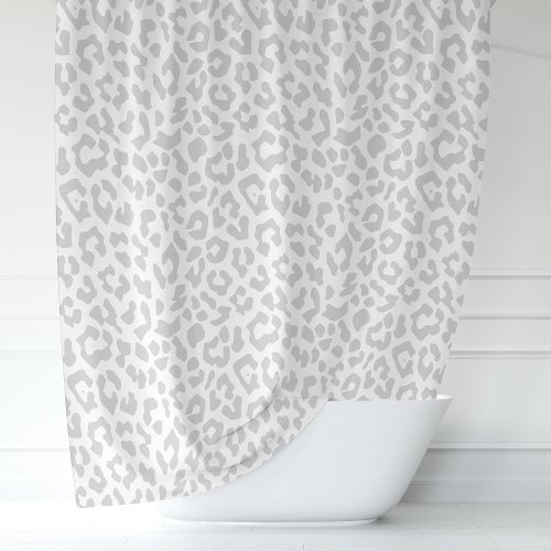 Gray And White Leopard Shower Curtain