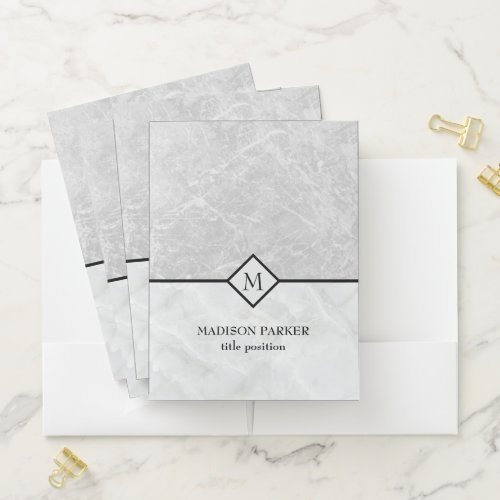 Gray And White Marble Pocket Folder