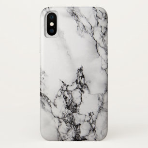 Gray And White Marble Stone Black Crack iPhone X Case