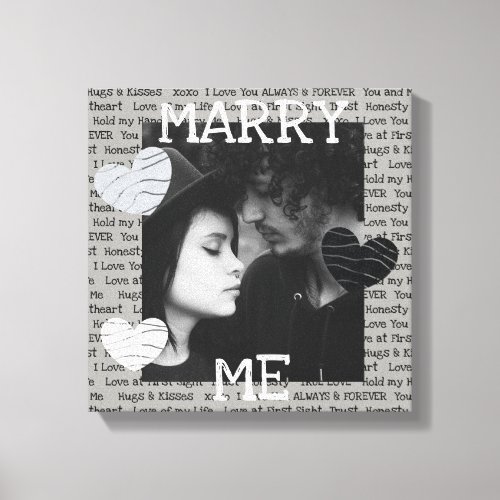 Gray and White Marry Me Couples Photo Wall Art