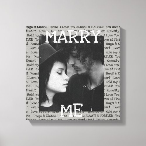 Gray and White Marry Me Couples Photo Wall Art