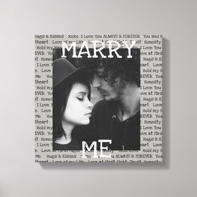 Gray and White Marry Me Couple's Photo Wall Art (Front)
