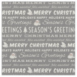 Gray and White Merry Christmas Retro Typography Fabric