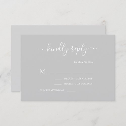 Gray and White Minimalist Elegant Wedding RSVP Invitation