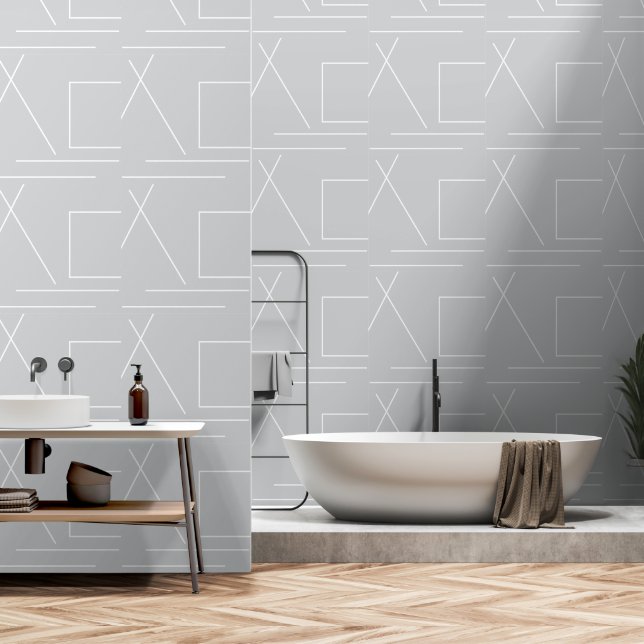 Gray And White Modern Chic Minimalist Wallpaper (Bathroom)