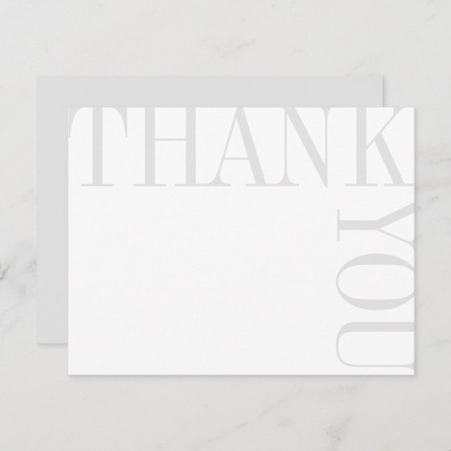 Gray and White Modern Large Text Thank You Note (Front/Back)